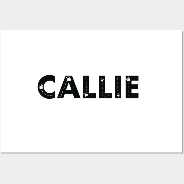 Callie cat name made of hand drawn paw prints Wall Art by GULSENGUNEL